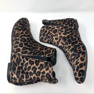 Born Remo Brown and Black Leopard Animal Print Fabric Pixie Booties Size 6